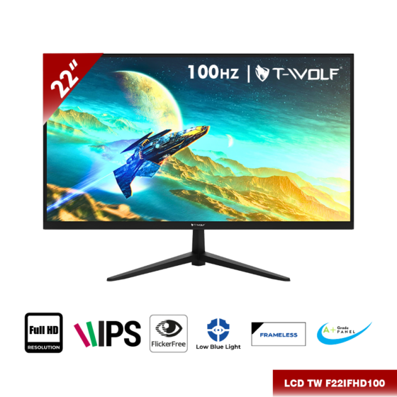Màn hình T–WOLF TW–F22IFHD100 22inch IPS/1920×1080/100HZ/5ms/HDMI*1-VGA-SpeakerOut