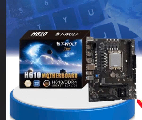 MAINBOARD T-WOLF H610 WIFI Chính Hãng (1xHDMI, 1xDP, 1xM.2 NVMe, WIFI 802.11AC+ BLUETOOTH 4.2, LAN 1000Mpbs, 2 khe RAM DDR4, mATX)