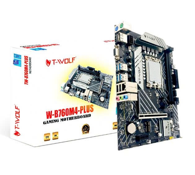 MAINBOARD T-WOLF TW-B760M4 PLUS (LGA1700/CPU Gen 12-13-14th/2*DDR4/DP-HDMI-VGA/LAN 1000/2*NVMe-M.2 Sata)/M.2 Wifi/PCIe16X/PCIe1X)