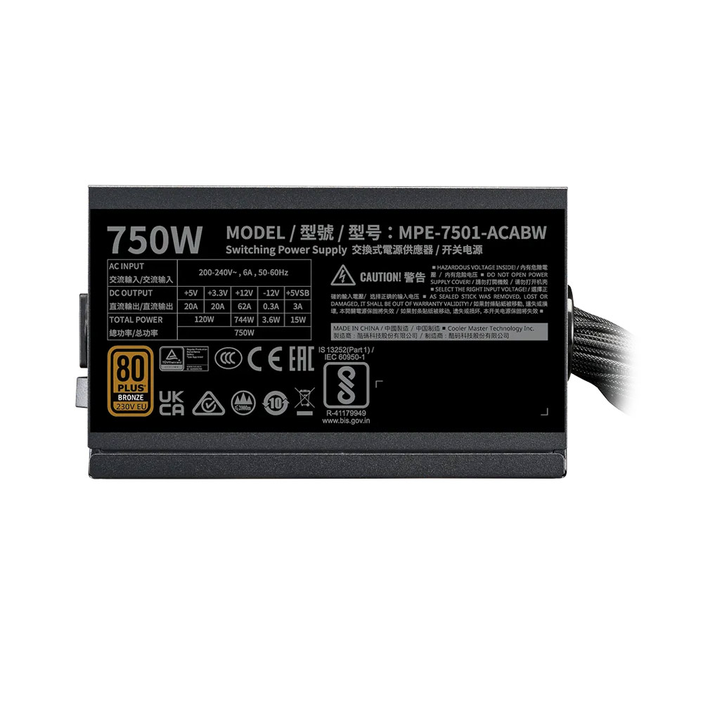 Nguồn Cooler master MWE 750W BRONZE - V3 230V 750w