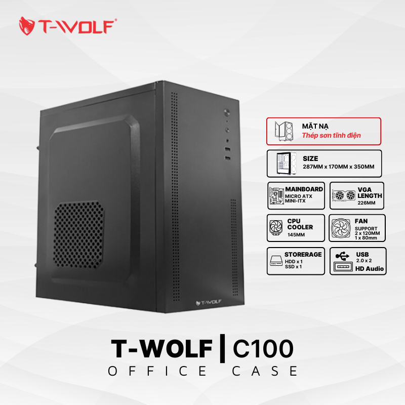 Vỏ thùng máy bàn TW-C100 hiệu T-Wolf
